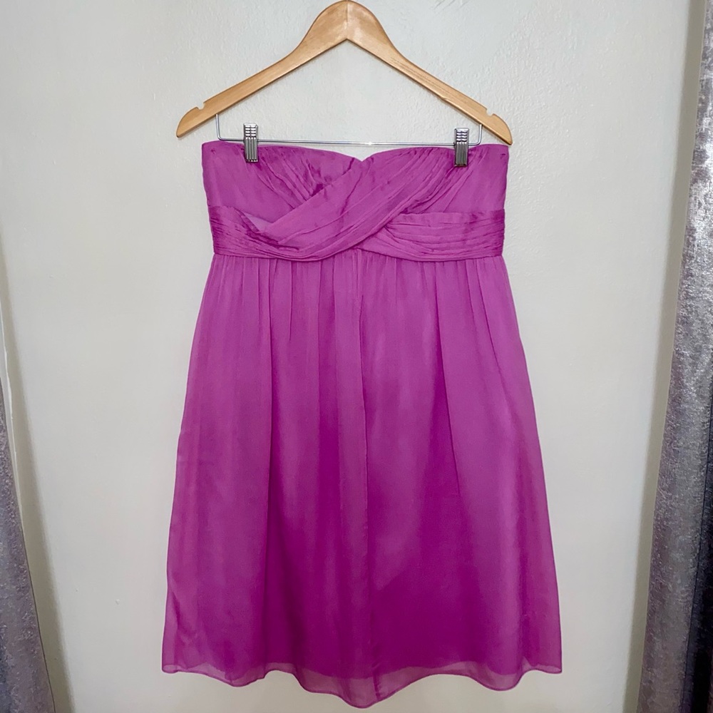 J. Crew Silk Chiffon Strapless Bridesmaid Cocktail Evening Dress
